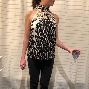 DVF High Neck Silk Sleeveless Blouse